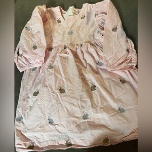 Pink Chicken Gingham Dress with Bunny Detail